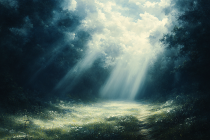 Light Rays Through Forest Clearing