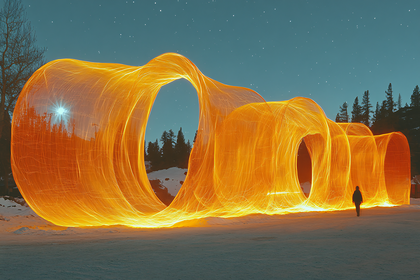 Light Sculpture in Winter Landscape