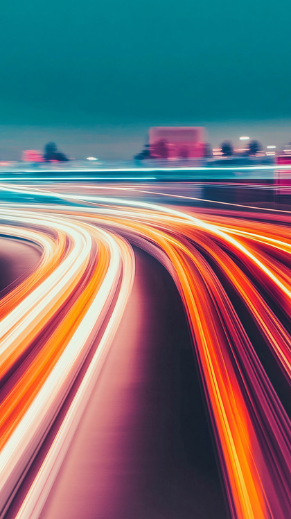 Light Trails on Curved Road