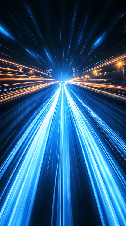 Light Trails on Highway at Night