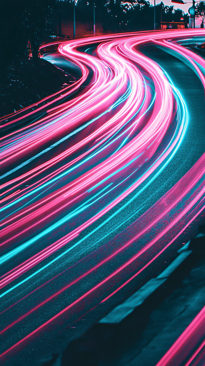 Light Trails on Winding Road