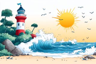 Lighthouse Beach Scene