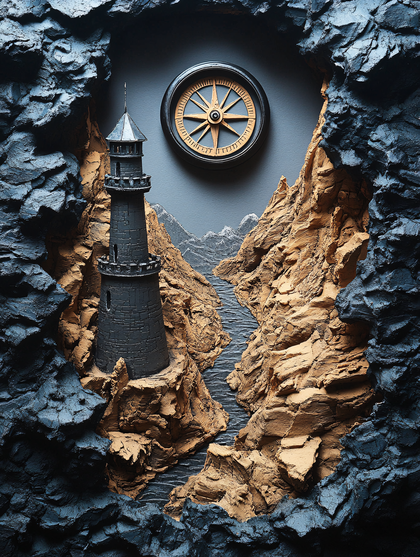 Lighthouse Compass Rocky Coast