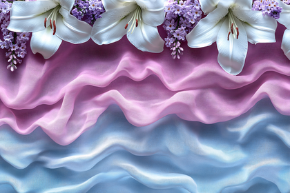 Lilies and Lavender Fabric