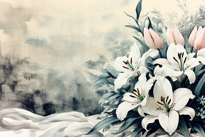 Lilies and Tulips Watercolor