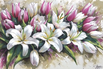Lilies and Tulips Watercolor