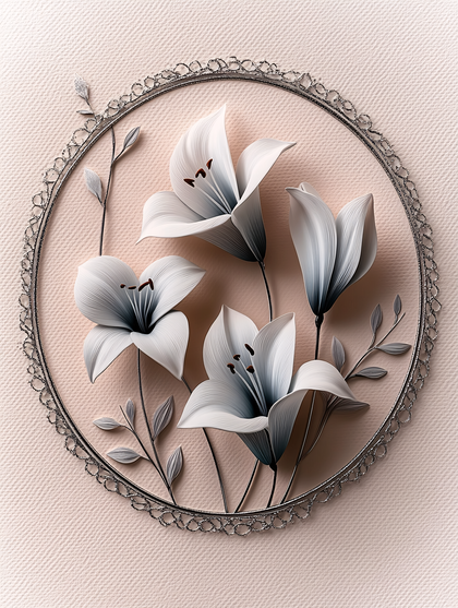 Lilies in Circle Frame