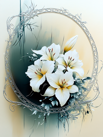 Lilies in Silver Frame