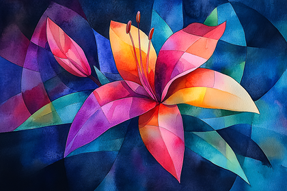 Lily Flower Watercolor Painting