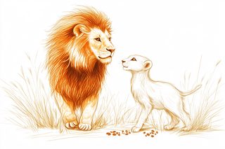 Lion and Cub Sketch