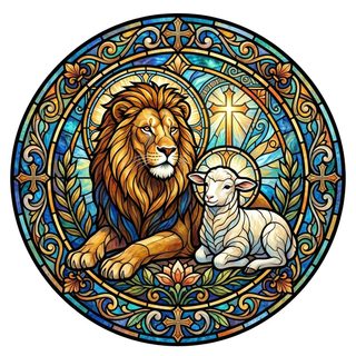 lion and lamb stained glass