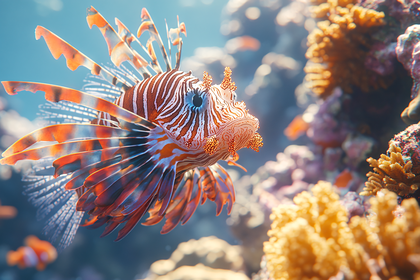Lionfish Inhabiting Coral Reef