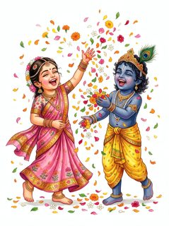 krishna radha flower celebration