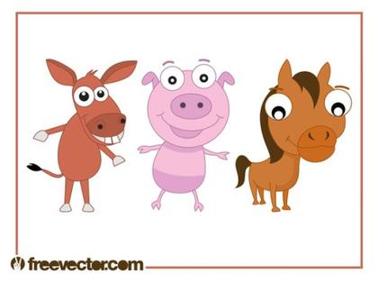 Livestock Animals Cartoons Free Vector