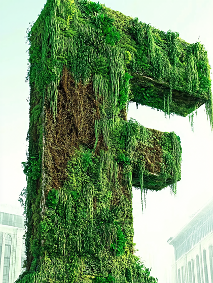 Living Letter F in Urban Setting