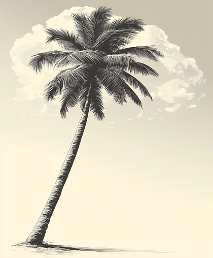 Lone Palm Tree Under Cloud