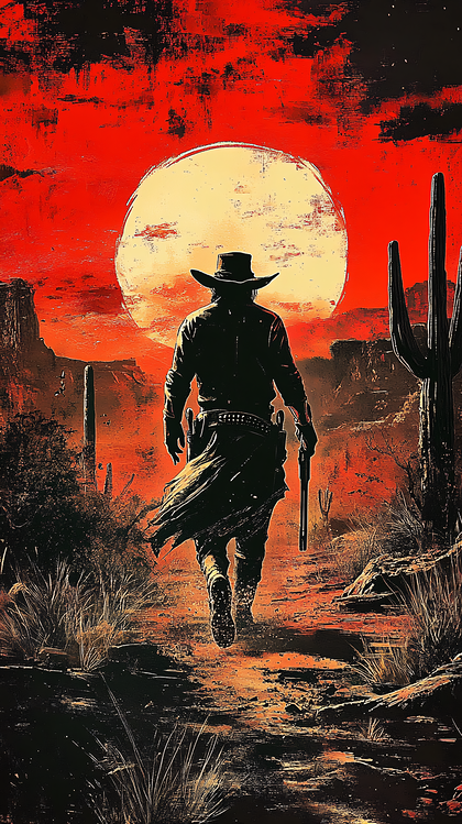 Lone Rider In The Sunset