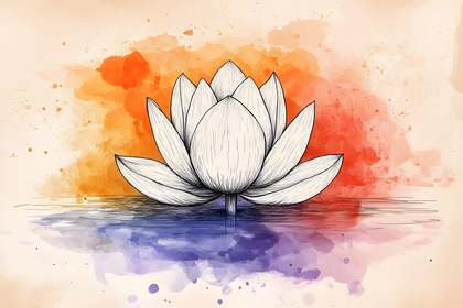 Lotus Flower Watercolor Illustration