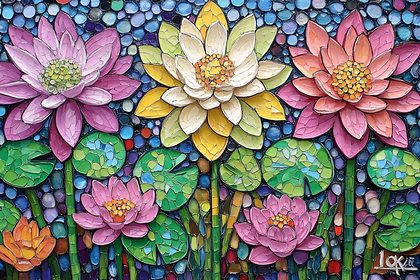 Lotus Pond Mosaic Art