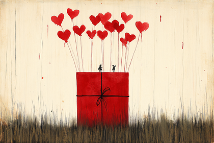 Love Gift Box with Heart Balloons