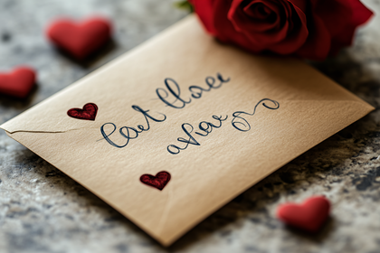 Love Letter Envelope With Red Rose