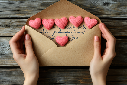 Love Letter with Yarn Hearts