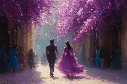 Lovers Under Wisteria Canopy