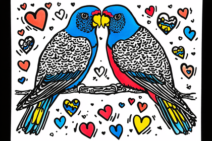 Loving Birds with Hearts