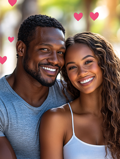 Loving Couple with Hearts