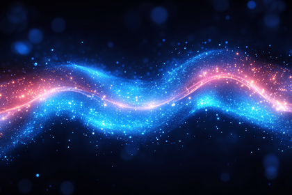 Luminous Abstract Wave Of Blue And Pink Particles
