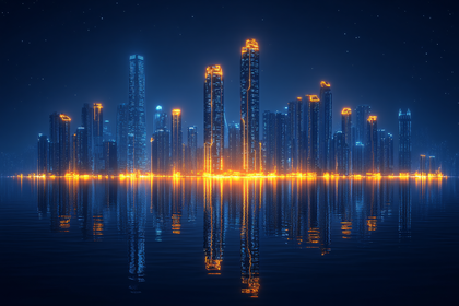 Luminous Cityscape Reflection