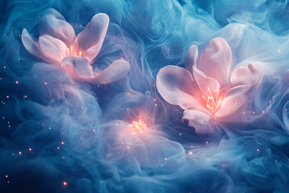 Luminous Flowers in Dreamy Smoke