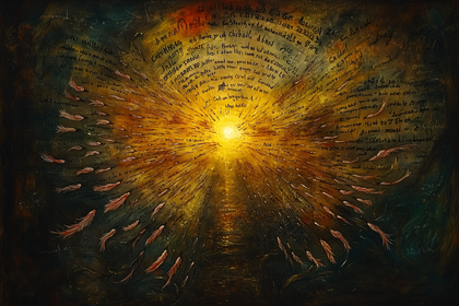 Luminous Script and Feathers