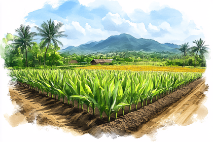 Lush Field Under Mountain Skies