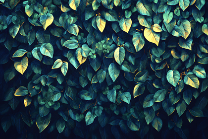 Lush Green and Gold Leaves