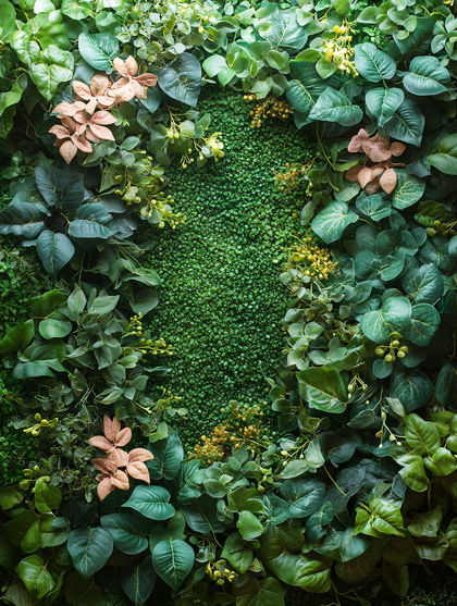 Lush Green Foliage Wall
