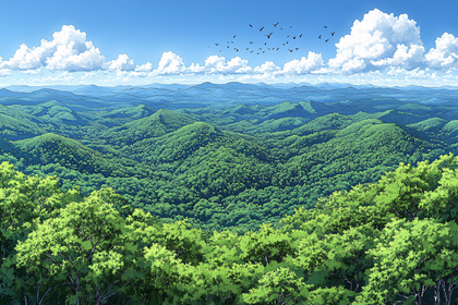 Lush Green Mountain Range Landscape