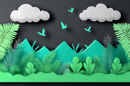 Lush Tropical Landscape with Birds