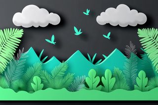 Lush Tropical Landscape with Birds