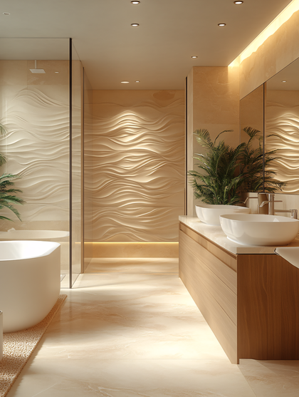 Luxurious Beige Bathroom Interior