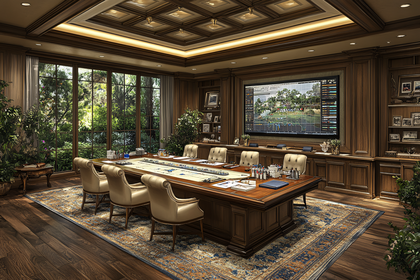 Luxurious Boardroom With Large Screen Display