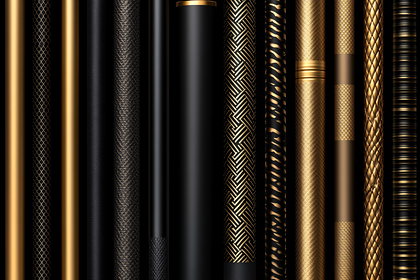 Luxurious Textured Cylinders in Gold and Black