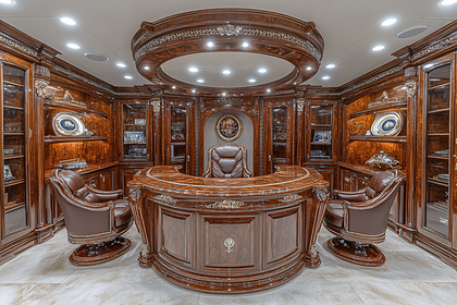 Luxurious Wooden Office Interior with Leather Chairs