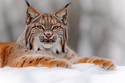 Lynx In Winter Snow