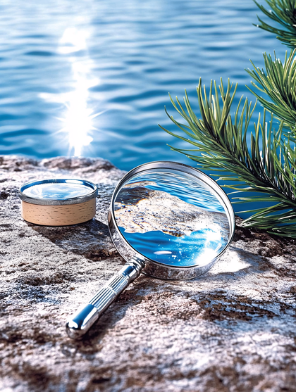 Magnifying Glass And Box On Rock
