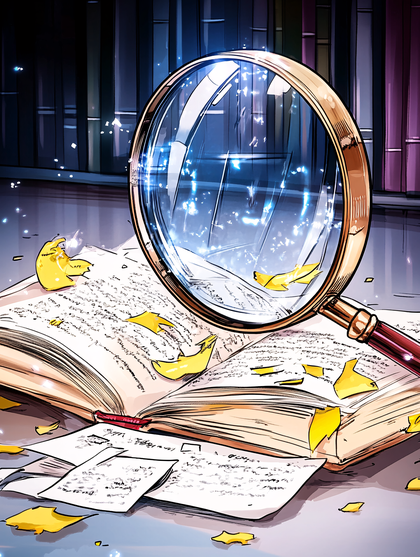 Magnifying Glass Over Open Book