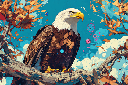 Majestic Bald Eagle Perched On Branch