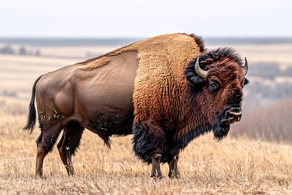Majestic Bison in Open Field