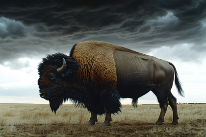 Majestic Bison Under Stormy Skies