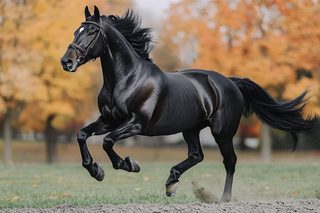 Majestic Black Horse Galloping